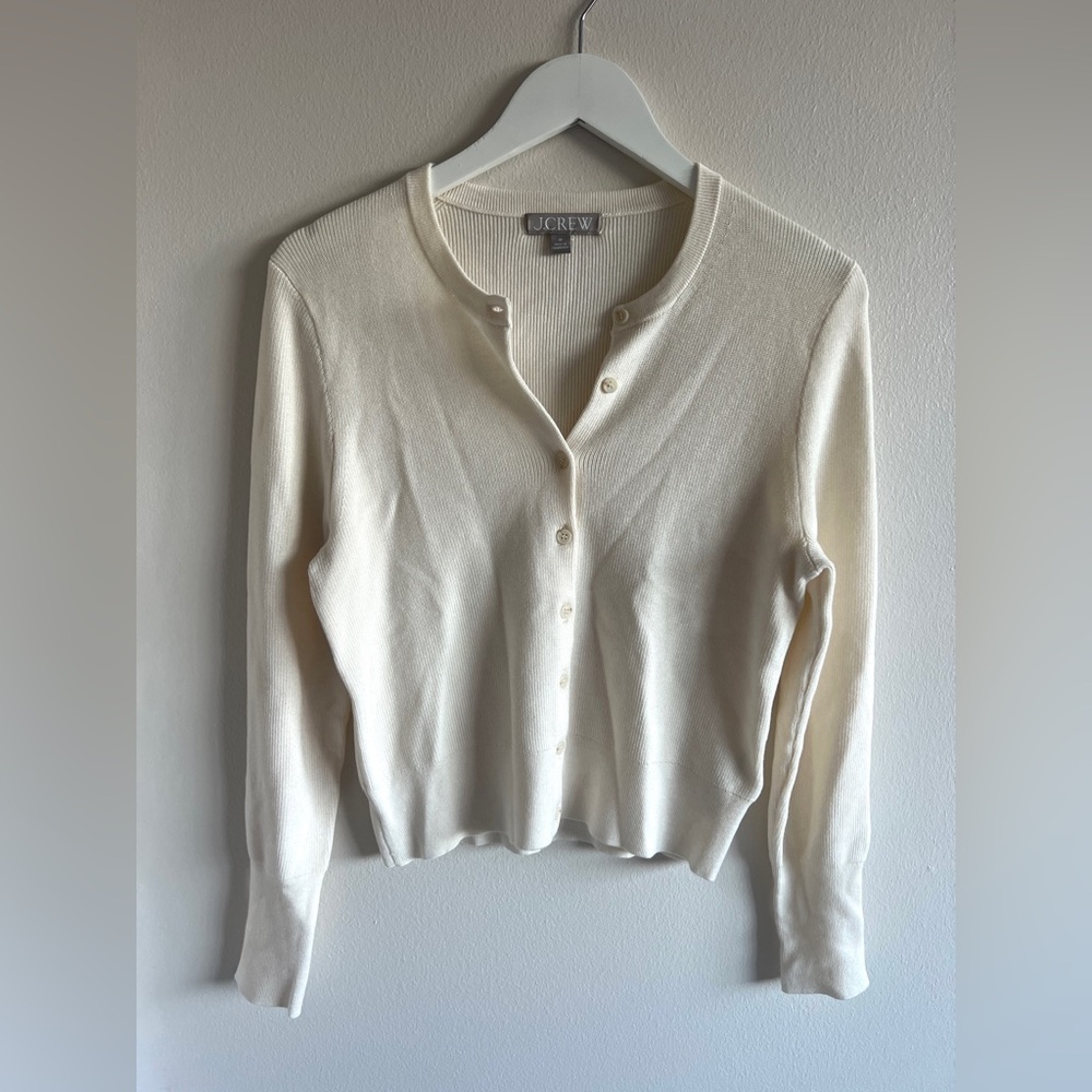 J.Crew Cream Ivory Off White Cardigan Sz M